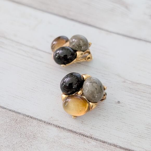 Vintage Clip On Earrings Stylish Trio Elegant Statement Classy - Picture 4 of 6